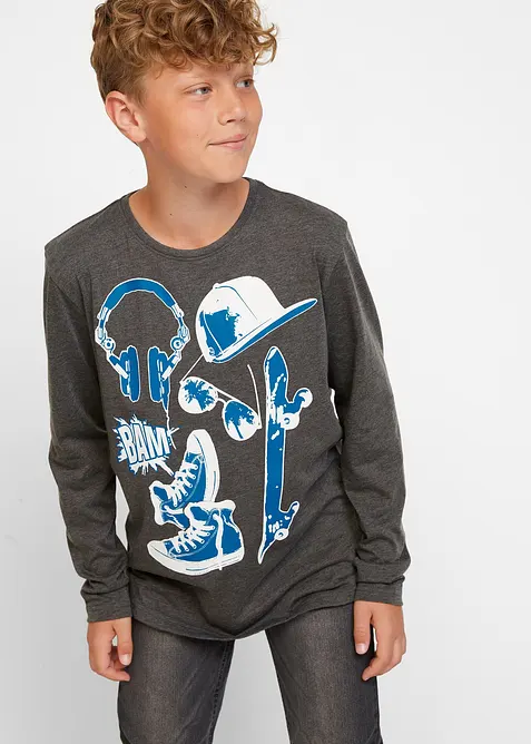 Långärmad T-shirt för barn (2-pack) med ekologisk bomull, bonprix