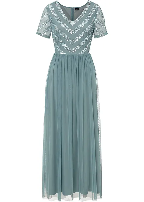 Maxiklänning med paljettbroderi, bonprix