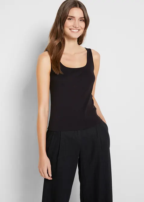 Ribbstickat bomullslinne, bonprix