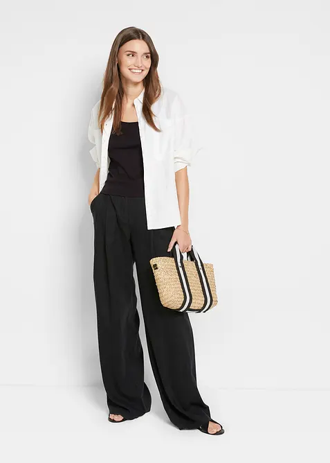 Ribbstickat bomullslinne, bonprix