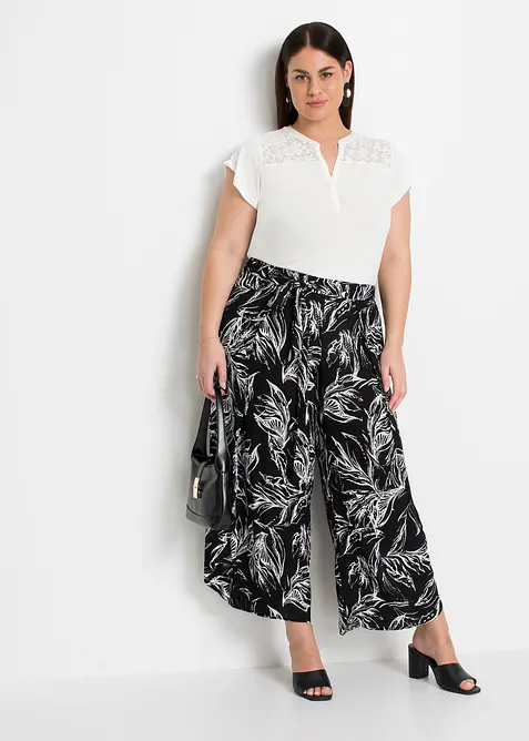 Byxa av viskos med strukturyta, bonprix