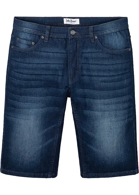 Stretchiga jeansshorts med f&ouml;rst&auml;rkt gren, normal passform, bonprix
