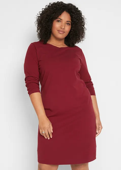 Jerseyklänning av bomull med stretch (2-pack), bonprix