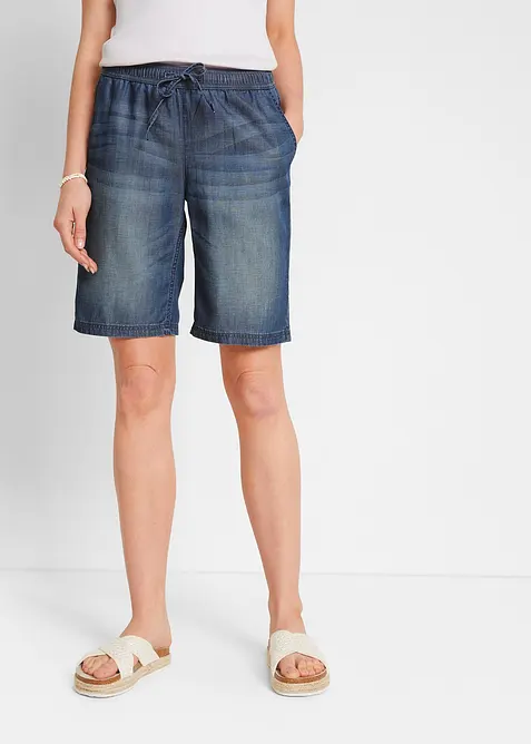 Tunn denimbyxa med lin, bonprix