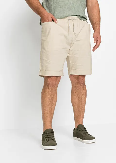 Dra p&aring;-shorts i linneblandning, normal passform, bonprix