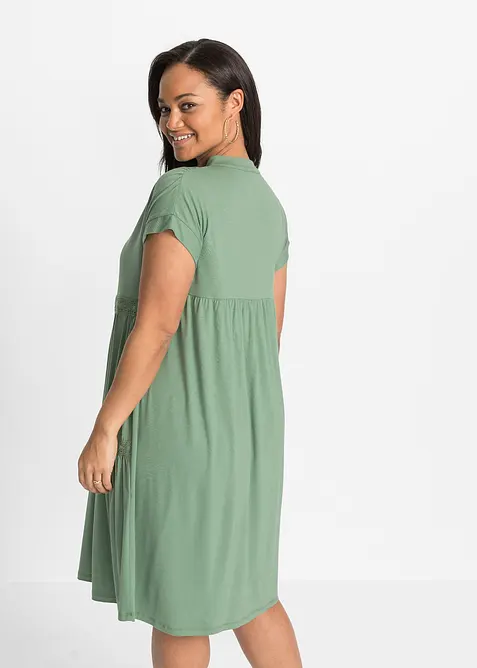 Tunikaklänning med spets i mjuk viskosmix, bonprix