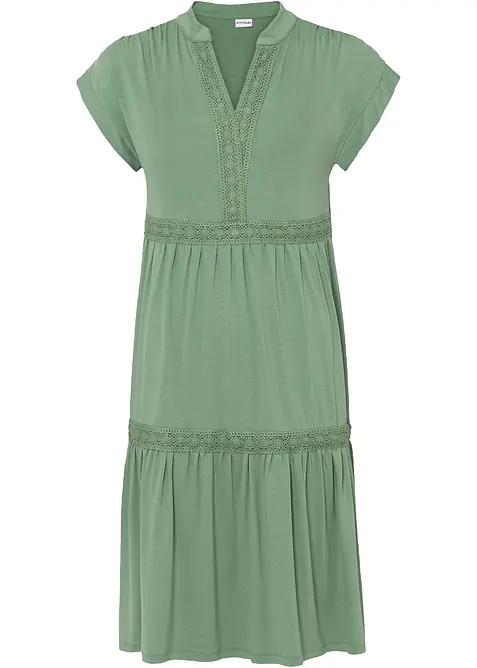 Tunikaklänning med spets i mjuk viskosmix, bonprix