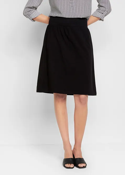 Kjol av elastisk bomullsmix med integrerad cykelbyxa, bonprix