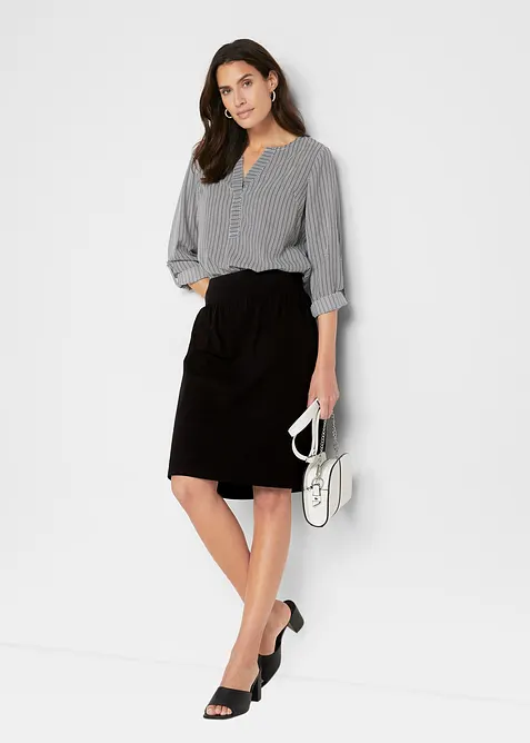 Kjol av elastisk bomullsmix med integrerad cykelbyxa, bonprix