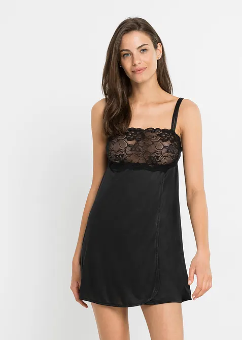 Negligé i glansigt material, bonprix