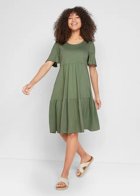 Jerseykl&auml;nning av ren bomull, bonprix