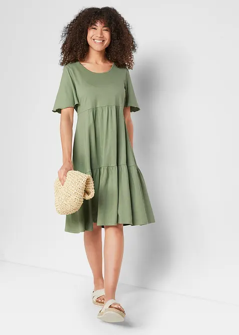 Jerseykl&auml;nning av ren bomull, bonprix