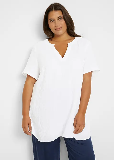 Lång muslintunika i ren bomull, bonprix