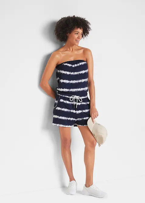 Jumpsuit med bandeauöverdel, av ekologisk bomull, bonprix