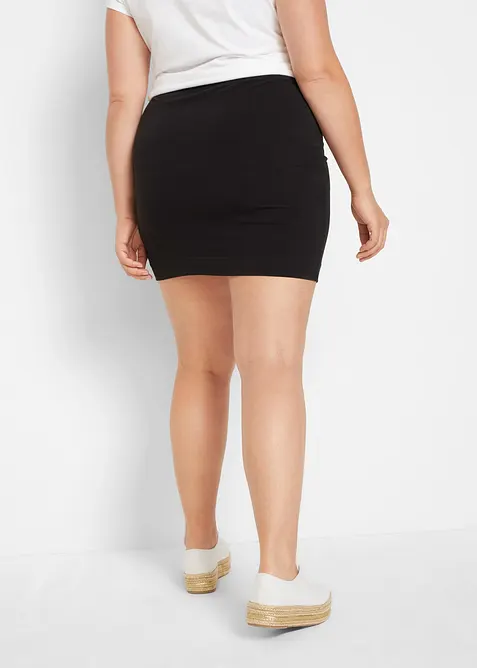 Stretchig jerseykjol med ekologisk bomull (2-pack), bonprix