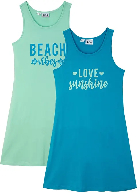 Jerseyklänning (2-pack), ekologisk bomull, bonprix