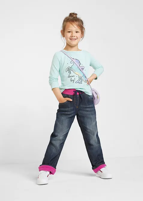 Sk&ouml;na jeans med fleecefoder, bonprix