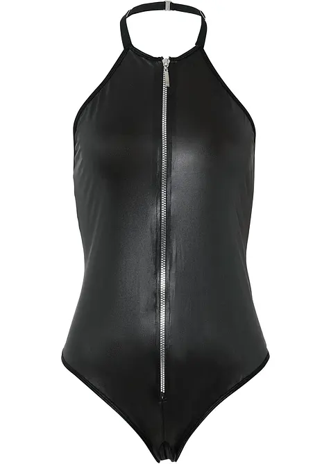 Stringbody med öppen gren och wetlook, bonprix