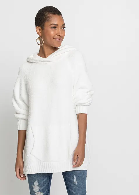Sweatshirt med huva och teddyfleece, bonprix