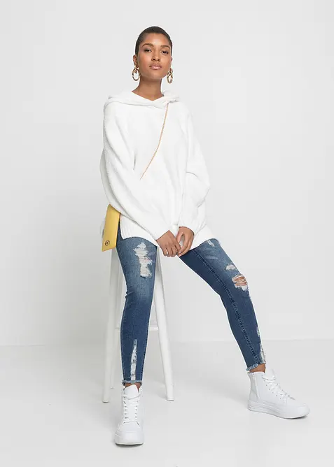 Sweatshirt med huva och teddyfleece, bonprix