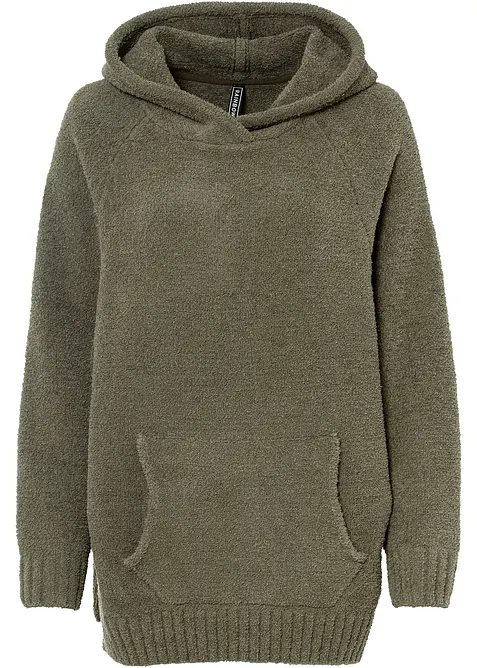 Sweatshirt med huva och teddyfleece, bonprix