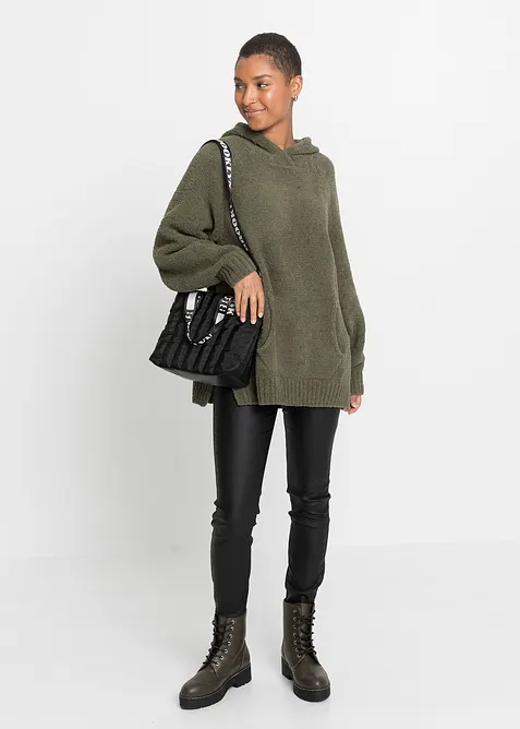 Sweatshirt med huva och teddyfleece, bonprix