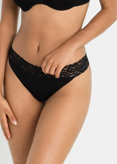 Stringtrosa med bomull (4-pack), bonprix