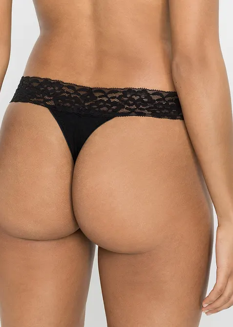 Stringtrosa med bomull (4-pack), bonprix