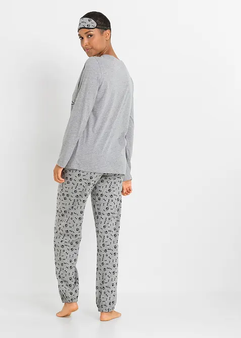 Pyjamas med sovmask och ekologisk bomull, bonprix