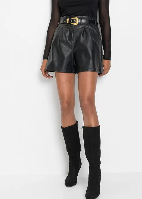 Shorts i skinnimitation med skärp, bonprix