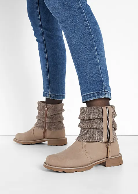 Boots med stickad mudd, bonprix