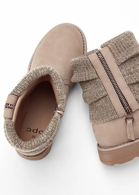 Boots med stickad mudd, bonprix