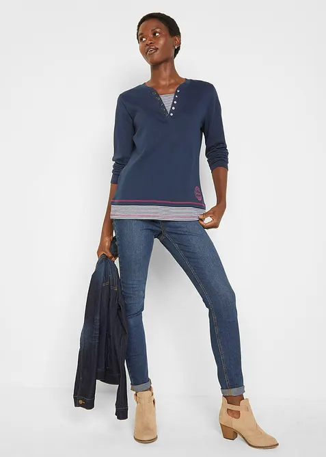 L&aring;ng&auml;rmad bomullstopp med 2-i-1-look, bonprix