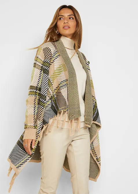 L&aring;ng cardigan med fransar, bonprix