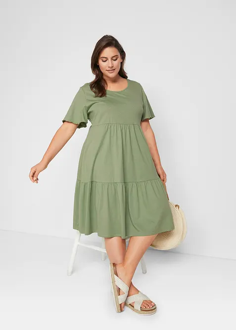 Jerseykl&auml;nning av ren bomull, bonprix