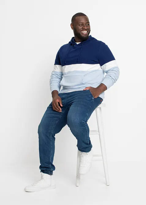 Joggerjeans i Regular fit med res&aring;rmidja, straight, bonprix