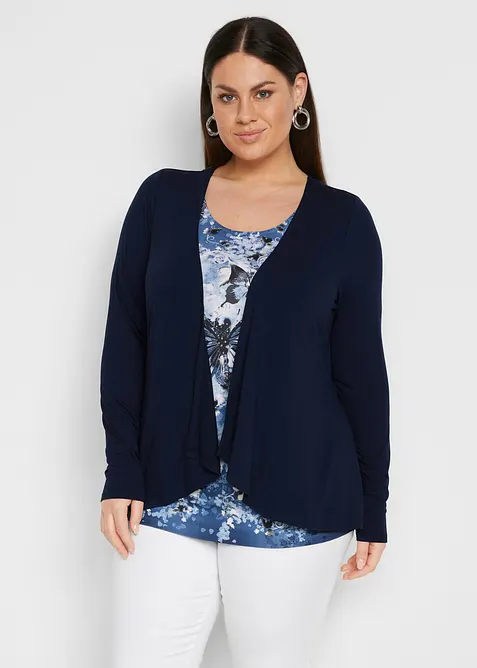 2-i-1 topp med fj&auml;rilsm&ouml;nster, bonprix