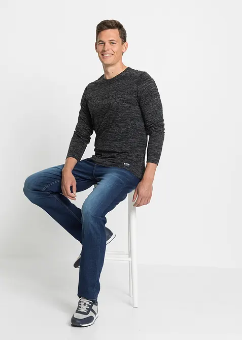 Melerad, långärmad T-shirt i bomullsmix (3-pack), bonprix