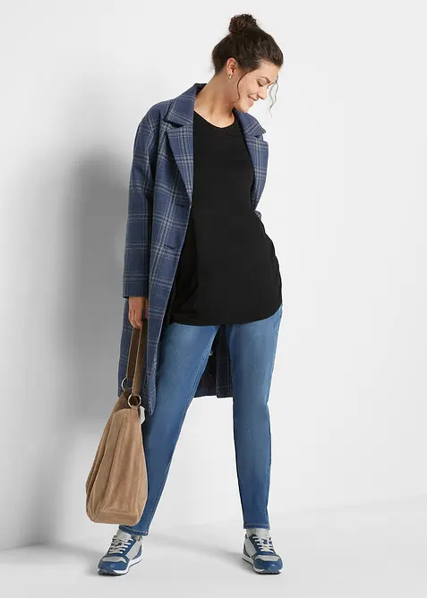 Långärmad viskostopp med utställd nederkant, bonprix