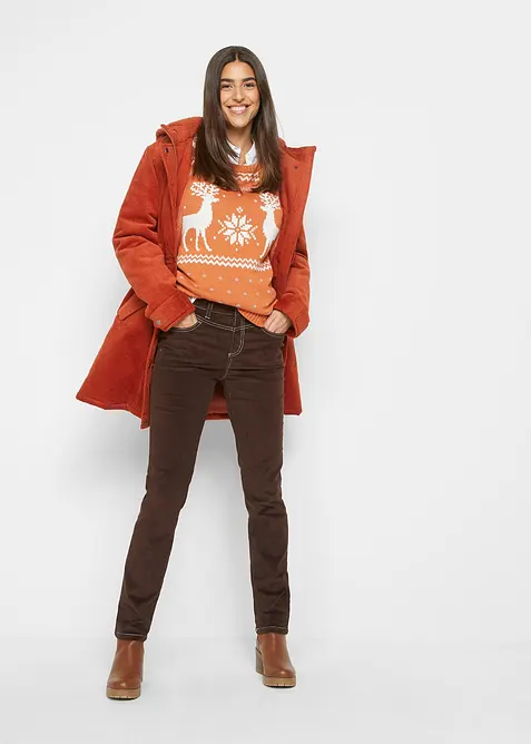 Stretchig manchesterbyxa med smal passform, bonprix