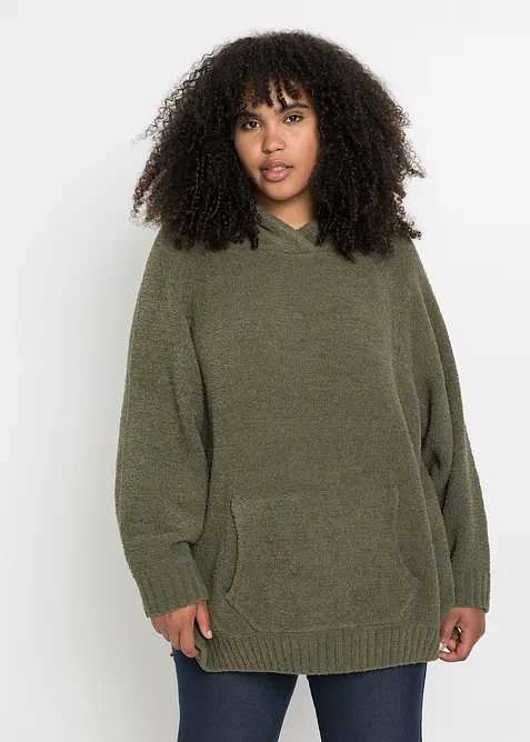 Sweatshirt med huva och teddyfleece, bonprix