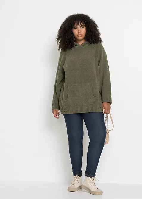 Sweatshirt med huva och teddyfleece, bonprix