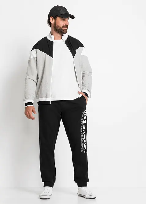 Joggingbyxa i bomull med sportigt tryck, bonprix