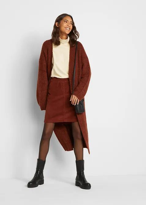 Stretchig manchesterkjol i bomull med bekv&auml;m midja, bonprix