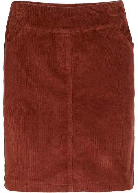 Stretchig manchesterkjol i bomull med bekv&auml;m midja, bonprix