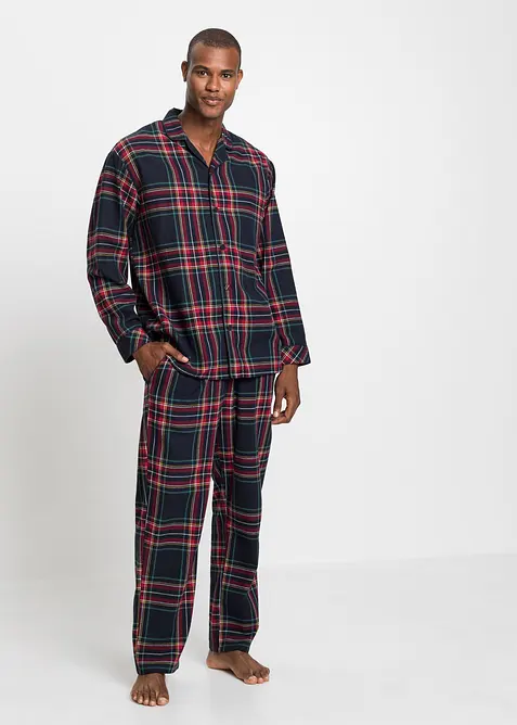 Flanellpyjamas med knappslå, bonprix