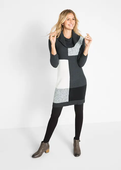 Stickad knälång klänning, bonprix