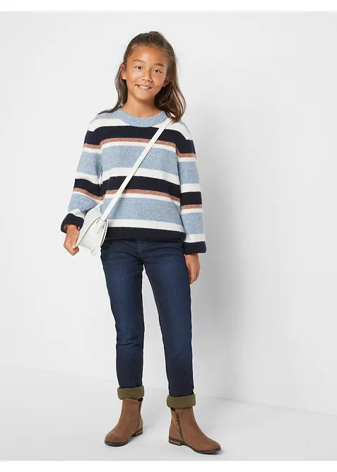 Termojeans med jerseyfoder, Mid Waist, bonprix