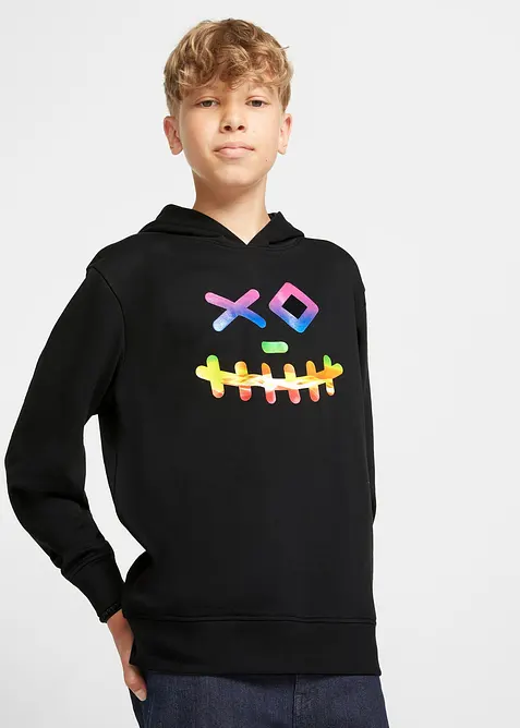 Sweatshirt med huva i mjuk bomullsmix för barn, bonprix