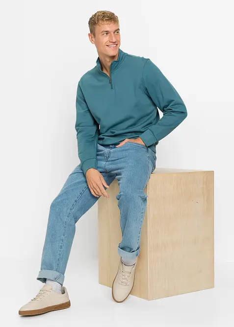 Sweatshirt med krage och kort dragkedja, bonprix